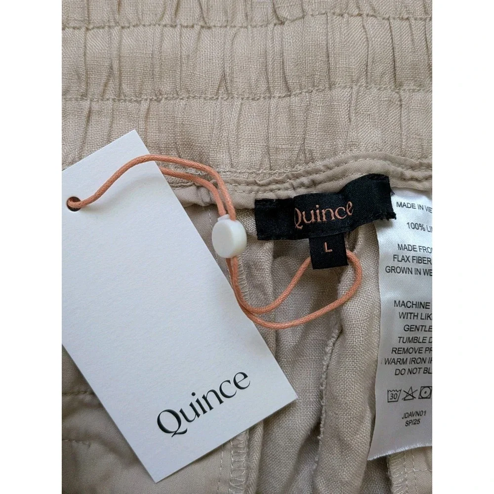 Quince European Linen Wide Leg Pants Womens Large (Fits 32x26) Driftwood NWT